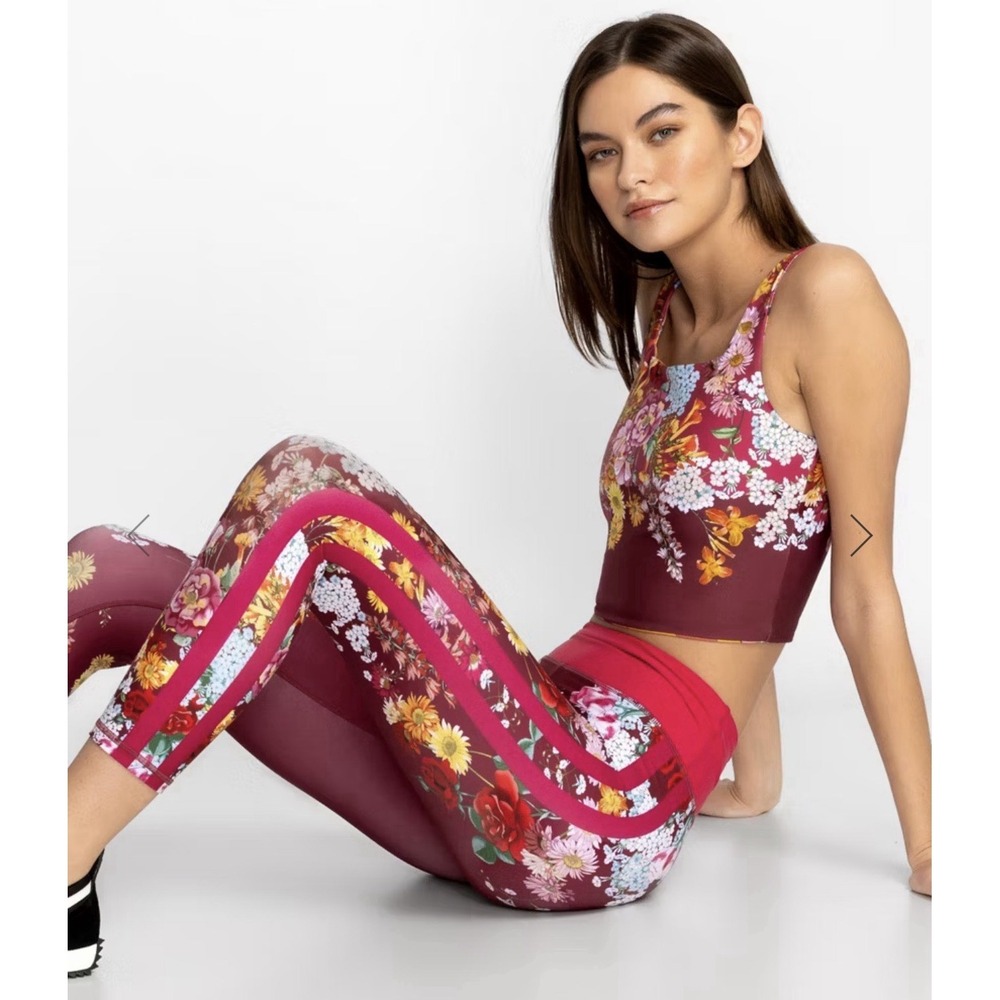 Johnny Was Women Size Small Golden Rose High Waist‎ Crop Active Leggings Floral